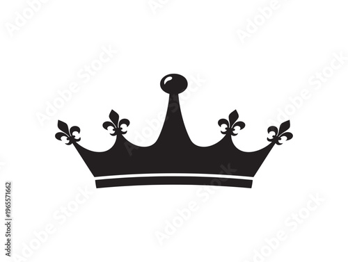 A black crown icon with fleur de lis decorations on a white background