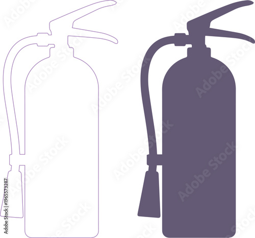 Fire extinguisher vector silhouette, essential safety equipment icon, emergency fire suppression tool, industrial and commercial safety graphic