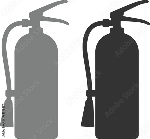 Fire extinguisher vector silhouette set, essential safety equipment icon, emergency fire suppression tool, industrial and commercial safety graphic resource