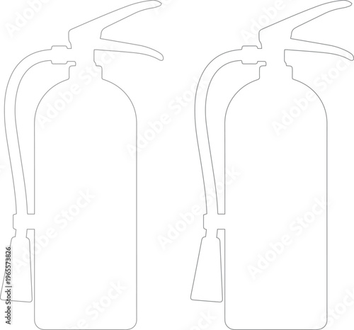 Fire extinguisher vector outline, emergency safety equipment illustration, industrial fire protection icon, essential fire suppression tool for public and commercial spaces