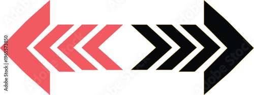 Opposing Direction Arrows Vector. Red and Black Abstract Arrow Icons. Modern Graphic Elements for Navigation, UI, UX, and Web Design.