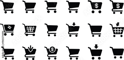 E-commerce shopping cart icon set for online retail and apps with e commerce icons with purchase icons