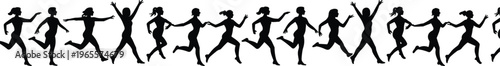 "Collection of Silhouette Running and Jumping Figures in Various Poses for Fitness and Movement Illustrations"