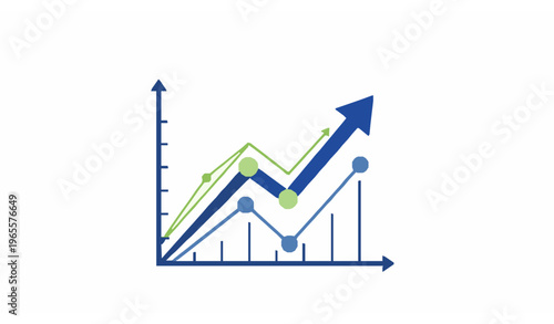 Business growth chart with upward arrow and star success icon financial progress vector illustration isolated on white