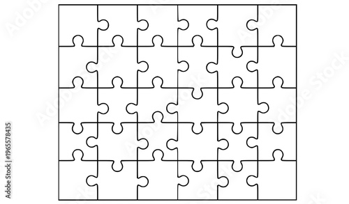 Modern jigsaw puzzle template 48 pieces grid 8x6 layout business and logic concept vector