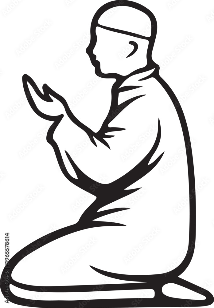 Fototapeta premium Kneeling Figure in Prayer Silhouette