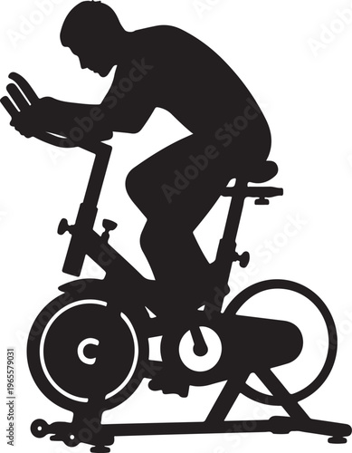 A man riding a stationary bike