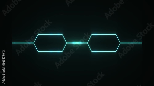 Digital Futuristic Hexagonal Eyewear With Neon Blue Lights Over Black Background