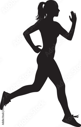 A woman in a running motion