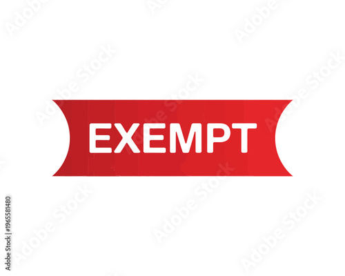 A red ribbon banner displays the word exempt in white capital letters