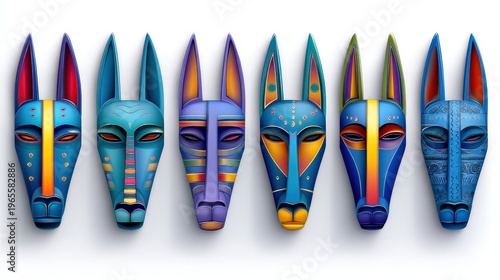 Vibrant Colorful 3D Dog Head Sculptures with Unique Designs