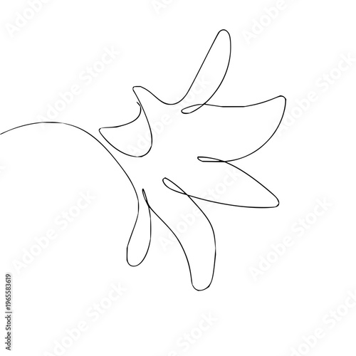 A single continuous line drawing creates the elegant outline of a delicate flower bloom on a white background, evoking simplicity and natural beauty