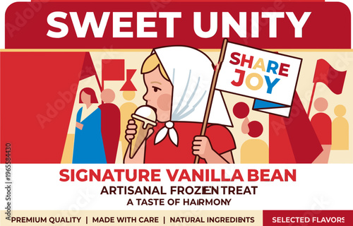 Sweet Unity showcases signature vanilla bean frozen treat with banner sharing joy during community festival