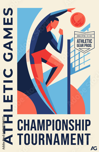 Sporting event label for athletic games championship tournament design with vector graphics