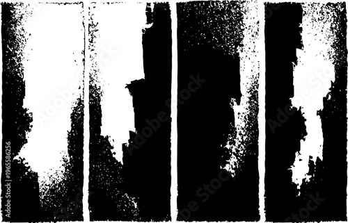 Grunge vertical stripes texture distressed worn paint lines with rough peeling edges and weathered surface effect design