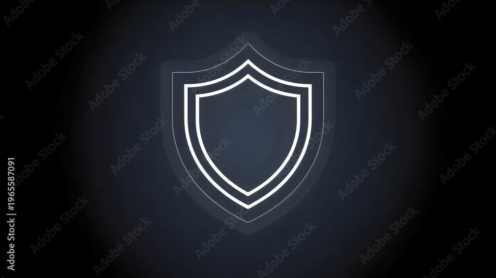 Fototapeta premium Luminous heraldic shield outline on black – Great for high-end security, data privacy, or reliable protection.