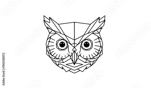 Geometric Owl Face Minimal Line Art Vector