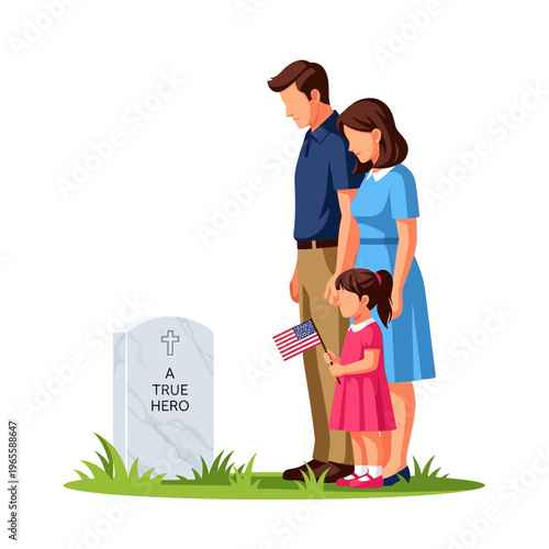 Family paying respects to a fallen hero.