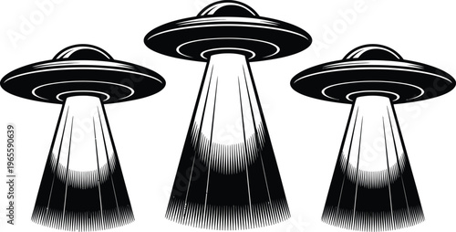 UFO Spaceships Abducting with Light Beams