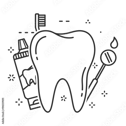 Dental care line art illustration