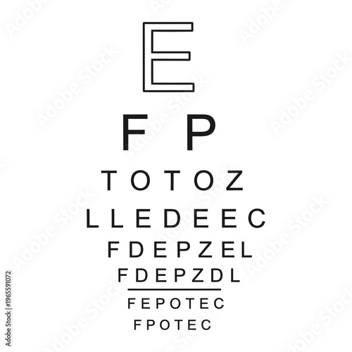 Eye chart line art with eyesight test