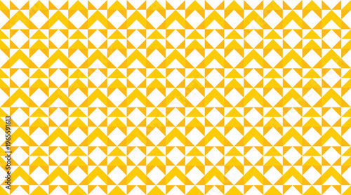 Bauhaus seamless geometric vector pattern featuring a mosaic of yellow, gold, and white triangles and arrows. This modern abstract backdrop is designed for vibrant textile prints, web graphics.