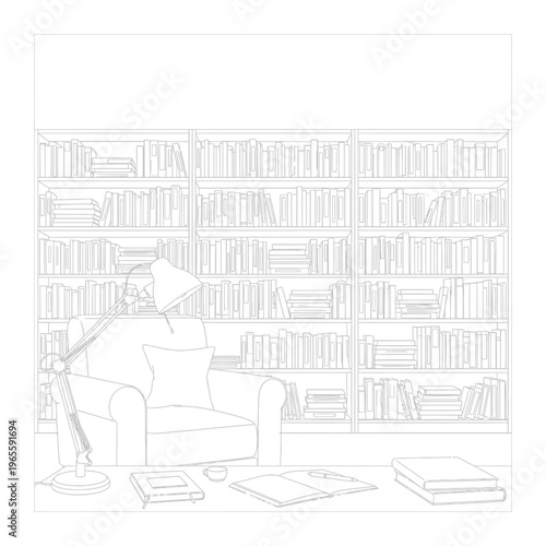 Person reading book in library background
