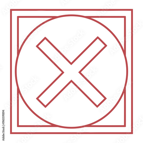Cross outline icon vector with represents negatio