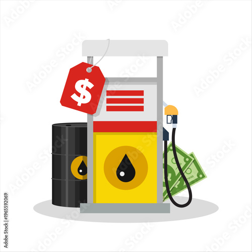 Expensive oil. Gasoline prices. Oil crisis. Vector illustration