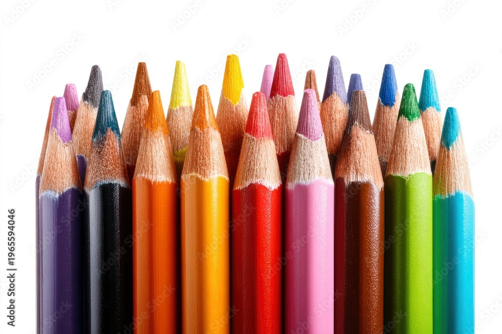 Fototapeta premium Colorful pencils in a row closeup.