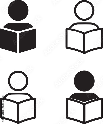 Isolated Book Reading Lover Icon, Book Reading Lover Icon icon, Book Reading Lover Icon vector, reading habit, book passion, literature fan, study concept, reader icon