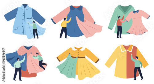 Flat style vector illustration of people with clothes, fashion