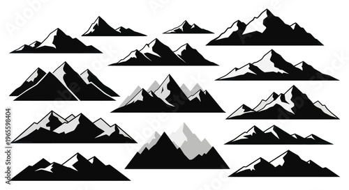 Black and White Mountain Range Vector Illustration