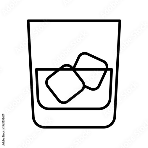 whiskey on the rocks outline icon