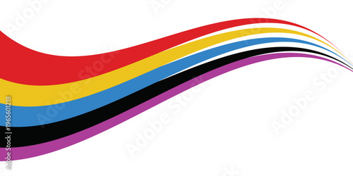 abstract wavy stripes with the colors of Paris Olympics games 2025 . vector illustration