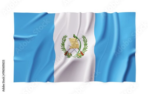 Guatemala country flag isolated on a transparent background. Silk atlas detailed fabric flag. Vector PNG