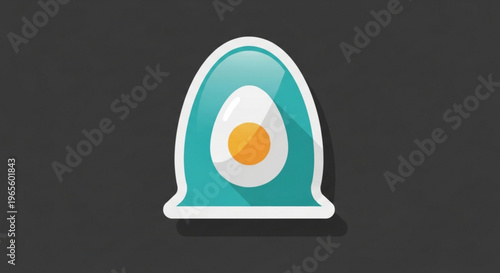 Teal breakfast plate with fried egg on dark background simple food icon