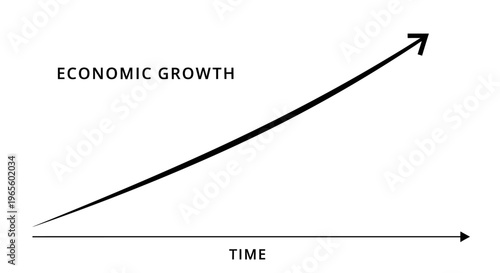 Abstract illustration of economic growth over time, depicted by an upward-sloping line graph on a white background, symbolizing progress and success.