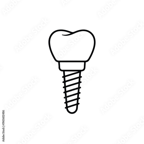 Simple line drawing of a dental implant with a screw thread base