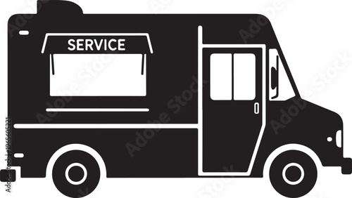 Food Truck Black Silhouette Vector Street Food Van Icon Side View
