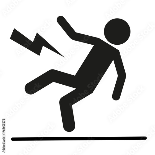 Shock hazard icon. Lightning bolt symbol. Electric danger Vector. Power strike sign.