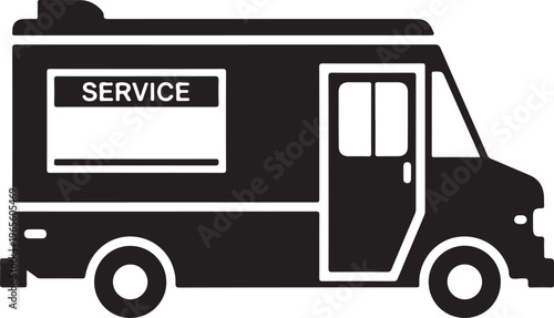 Food Truck Black Silhouette Vector Street Food Van Icon Side View