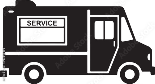 Food Truck Black Silhouette Vector Street Food Van Icon Side View