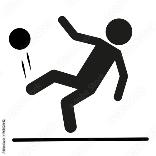 Falling on ball. Sport accident Vector. Person losing balance. Game hazard symbol.