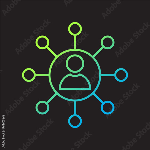 Network user icon. Social connection Vector. Profile data symbol. Dark background gradient. Manual vector only. No autotrace used.