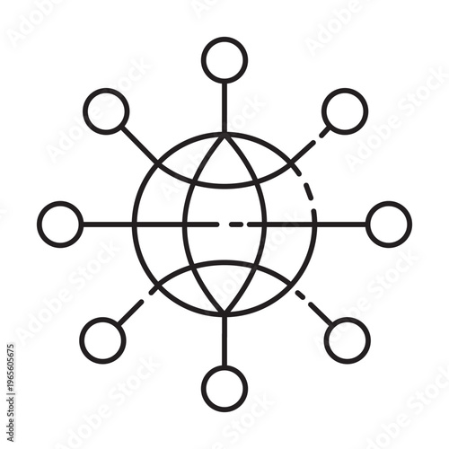 Global network icon. World connection Vector. Digital planet symbol. Web node illustration. Manual vector only. No autotrace used.