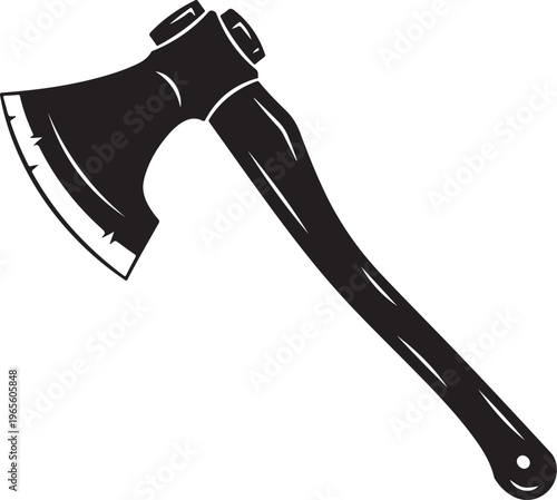 Axe Black Silhouette Vector Woodcutting Tool Icon Illustration