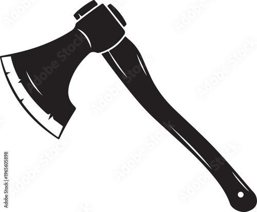 Axe Black Silhouette Vector Woodcutting Tool Icon Illustration