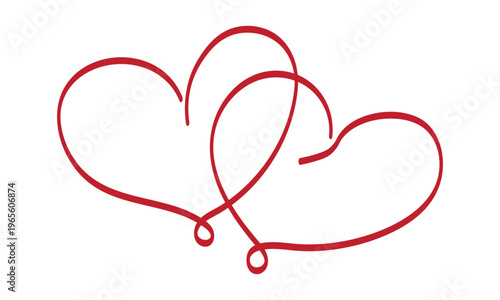 Intertwined heart line art romantic symbol vector