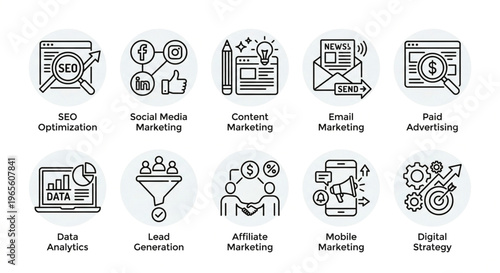 Comprehensive illustration of key digital marketing strategies and techniques